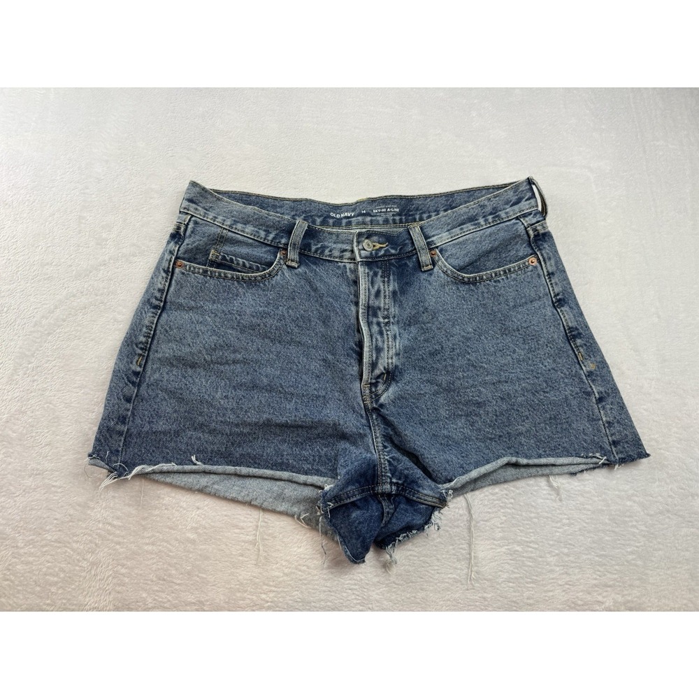 Old Navy‎ Womens Sz 14 Sky-Hi A-Line Cut Off Shorts Higher High Rise Button Fly
